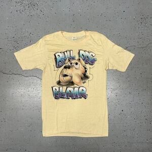 VTG 70s/80s cream airbrush graphic tee with "Bulldog Blair" design